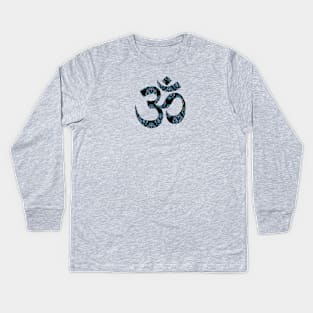 Ohm Symbol in floral print Kids Long Sleeve T-Shirt